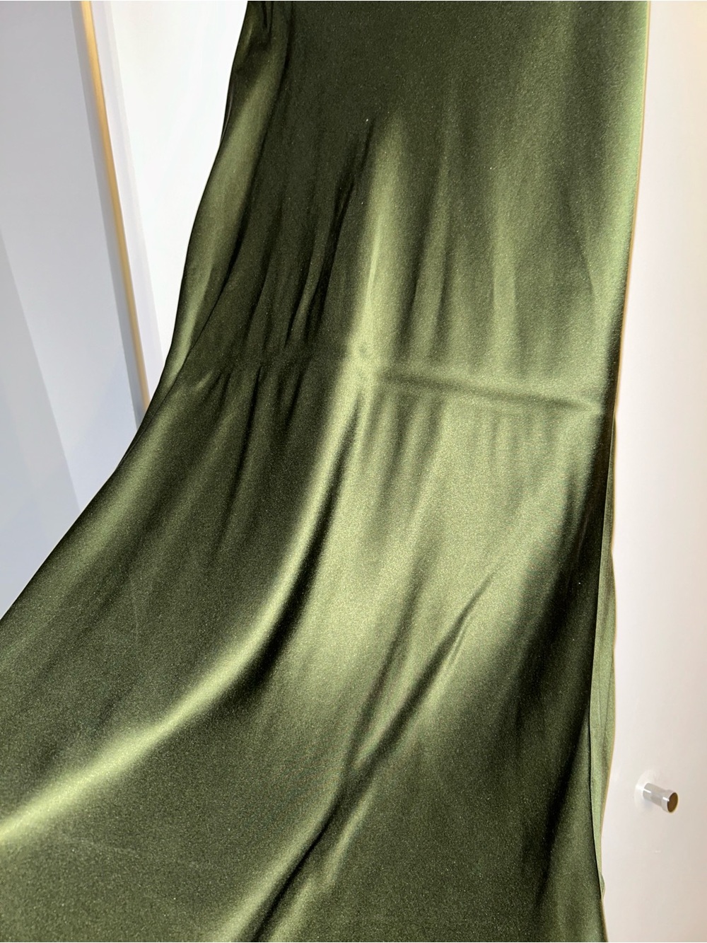 Quince Olive Satin Bias Midi Skirt - Picture 3 of 3